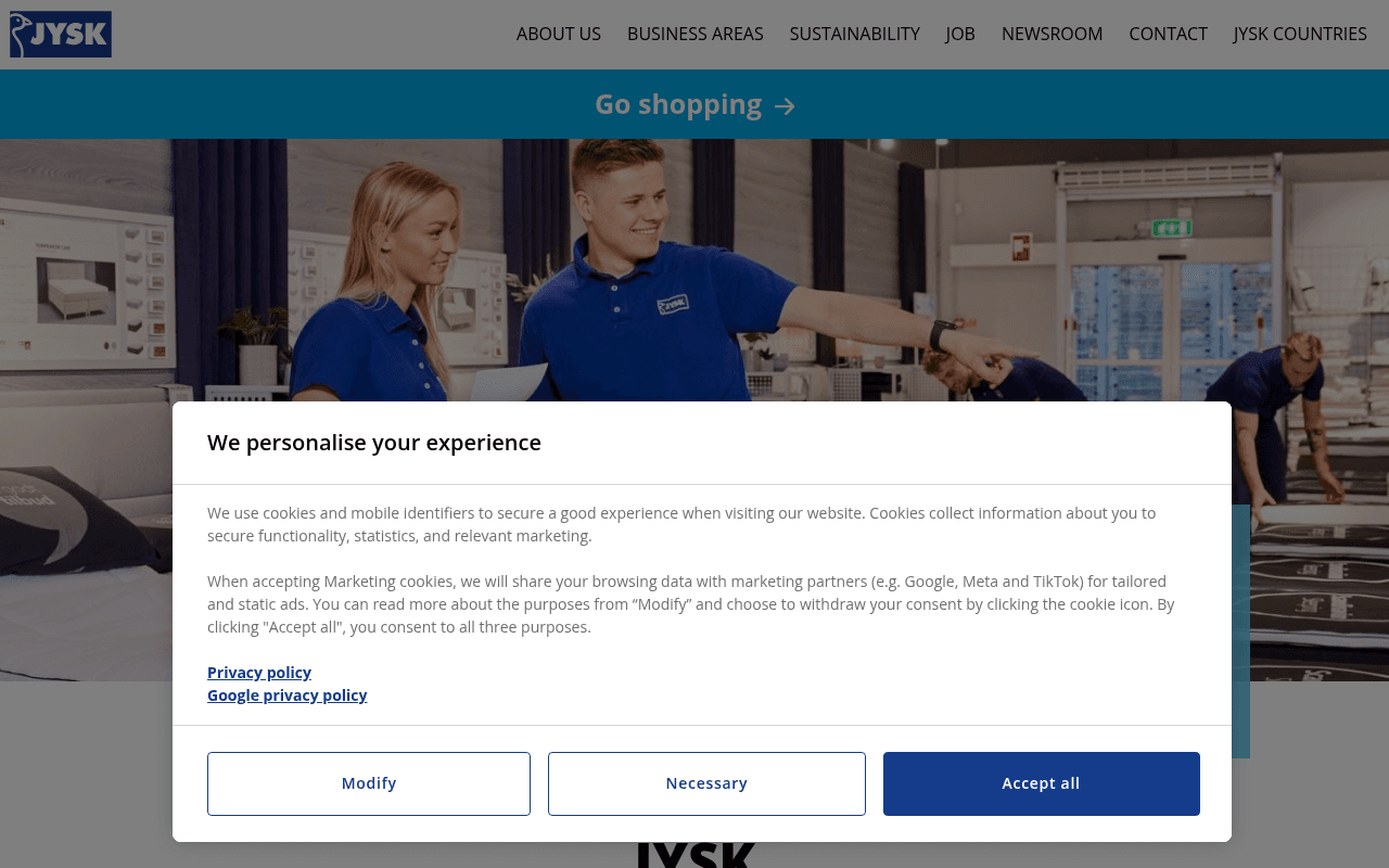 jysk.com landing page screenshot