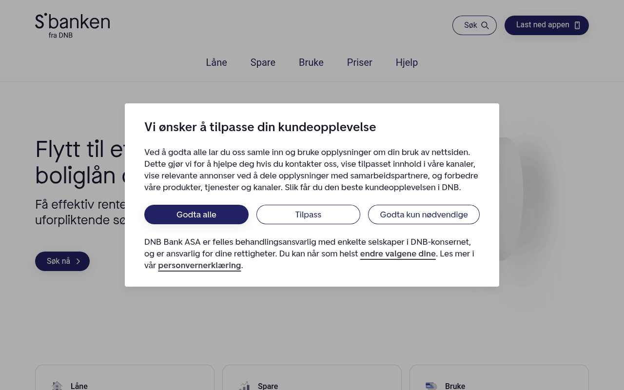 sbanken.no landing page screenshot