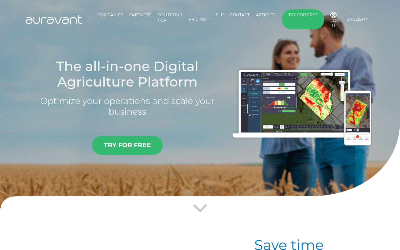 auravant.com landing page screenshot