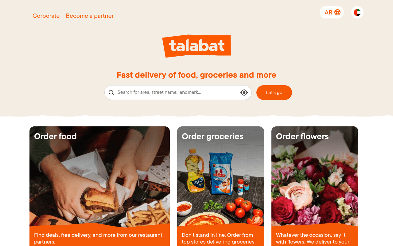 Screenshot of talabat.com