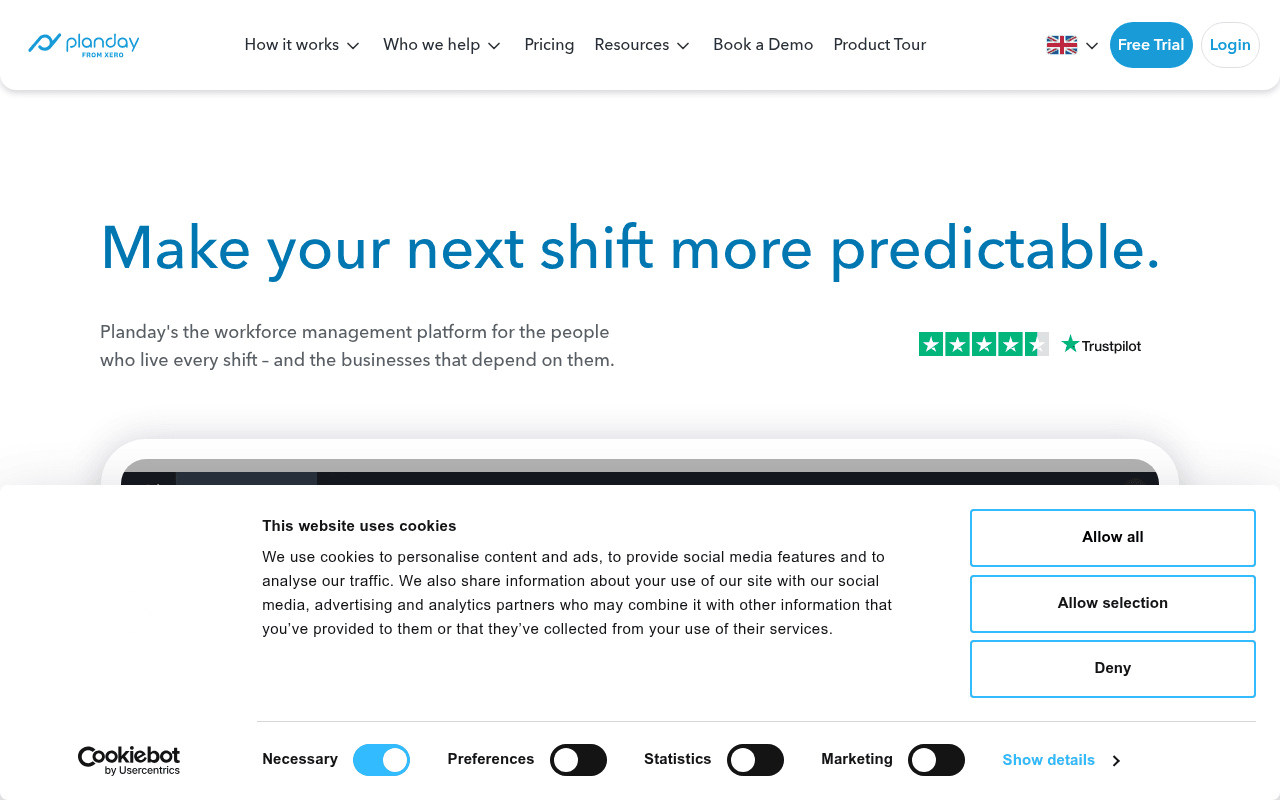 planday.com landing page screenshot