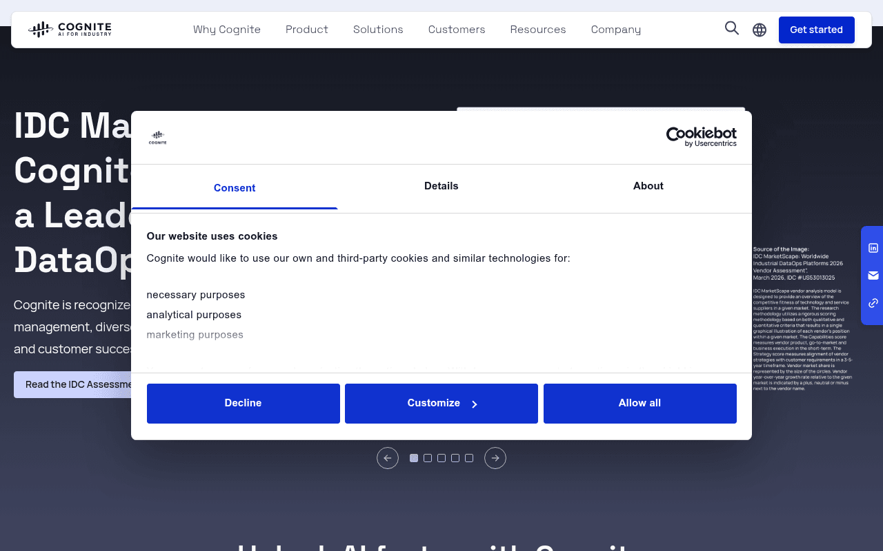 cognite.com landing page screenshot