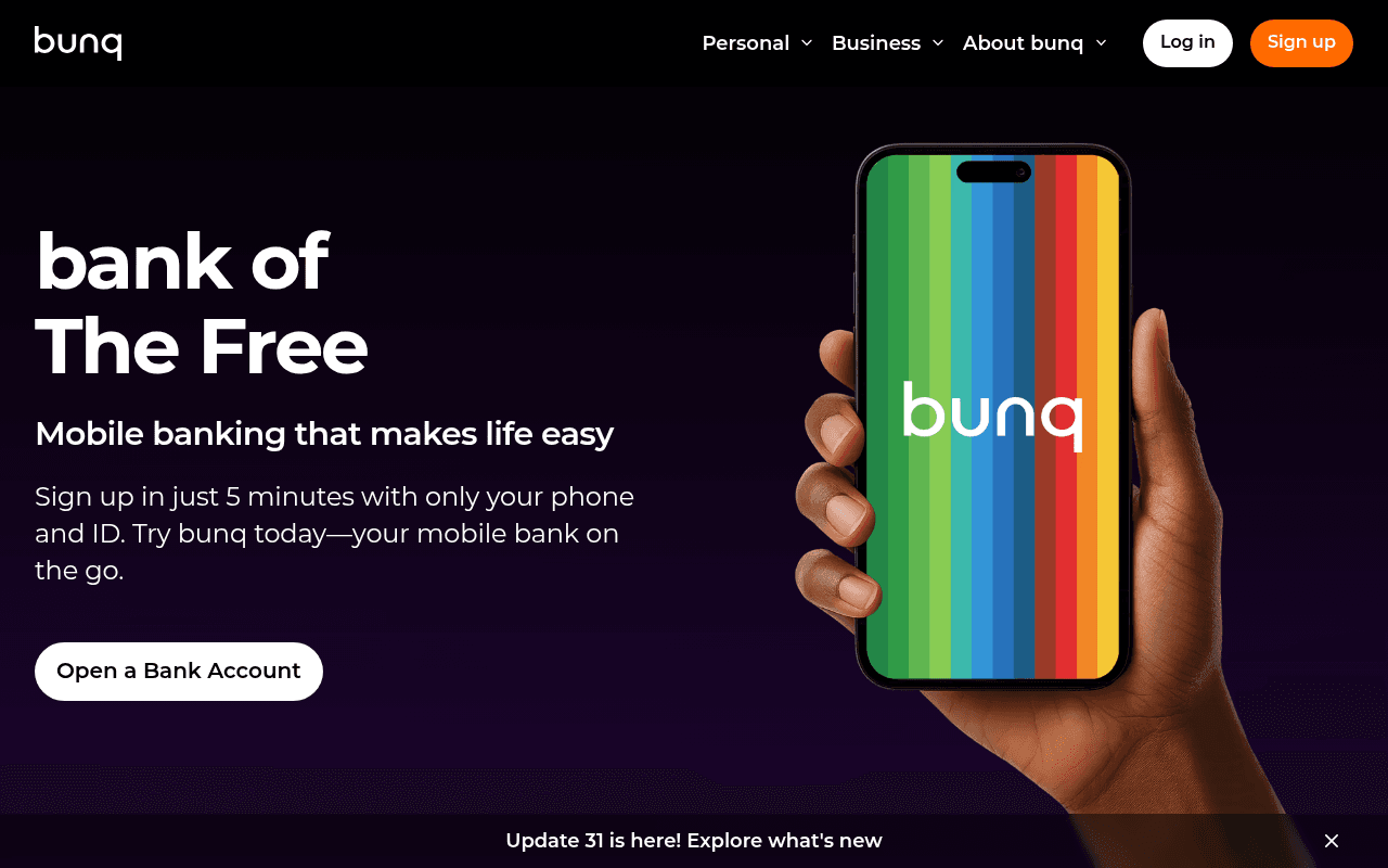 bunq.com landing page screenshot