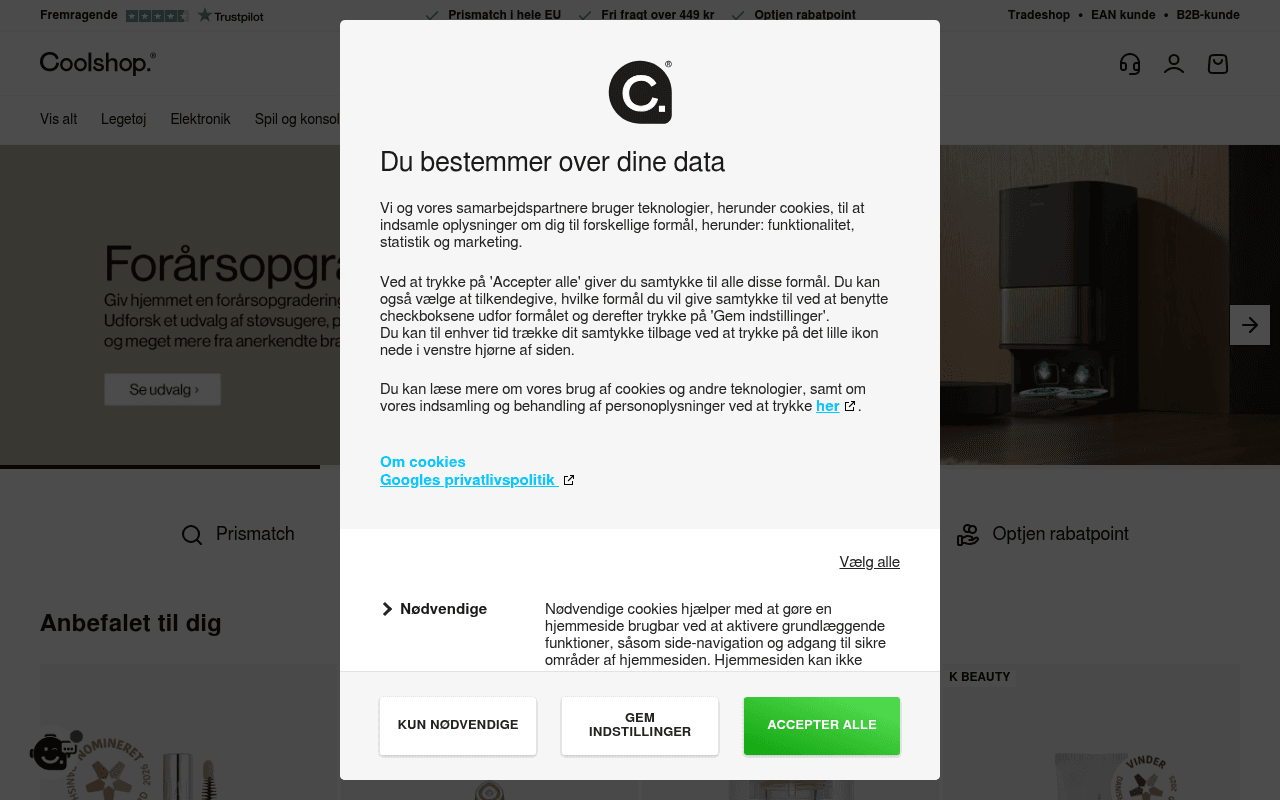 coolshop.dk landing page screenshot