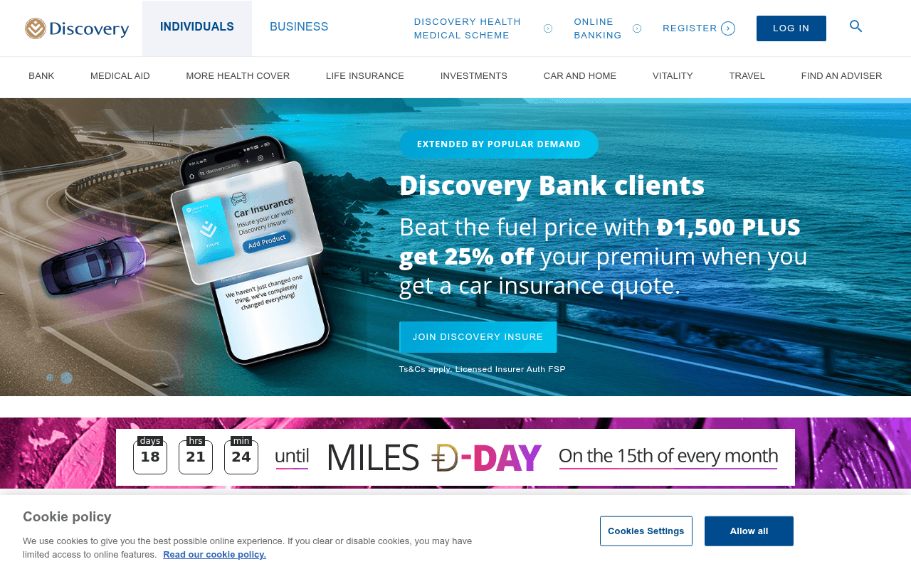 Screenshot of discovery.co.za