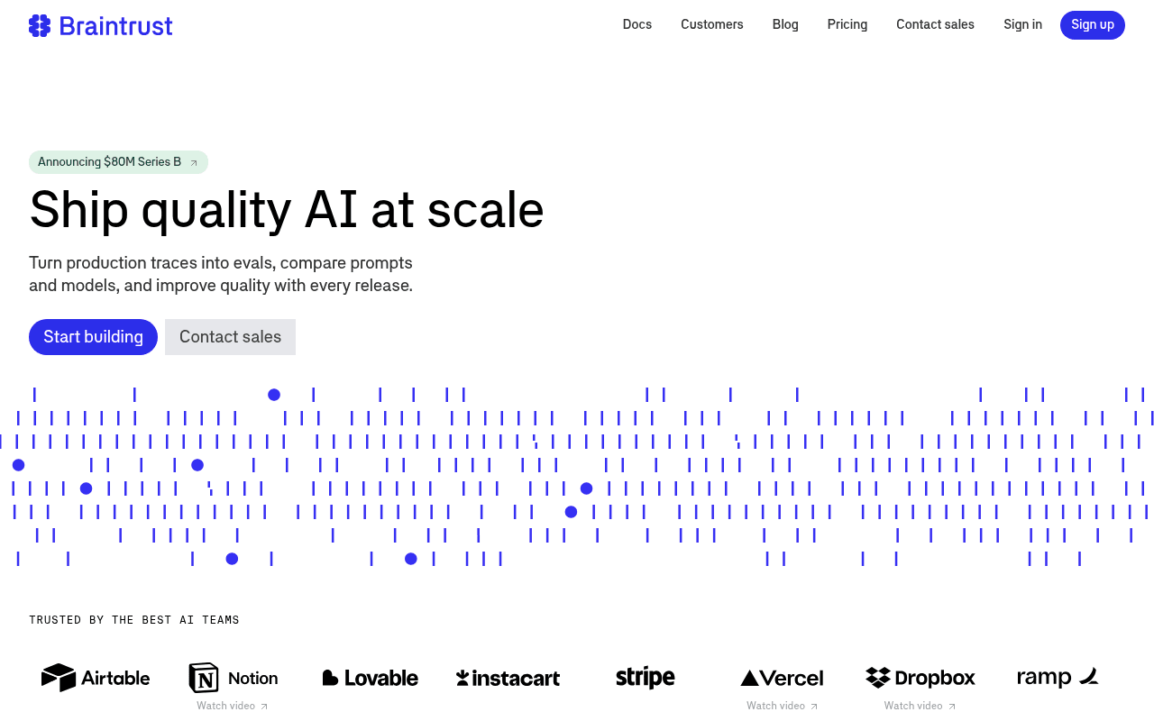 Screenshot of braintrust.dev