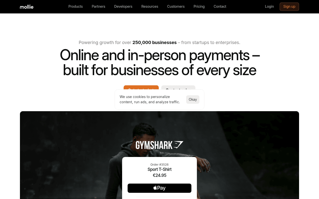mollie.com landing page screenshot