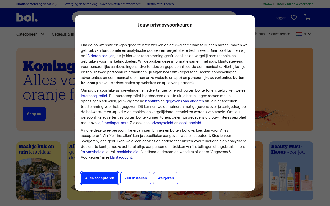 bol.com landing page screenshot