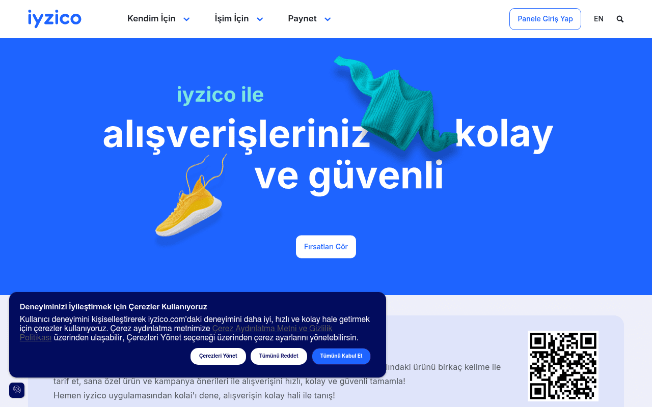 iyzico.com landing page screenshot