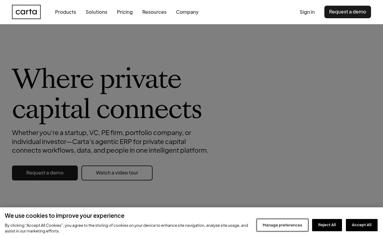 carta.com landing page screenshot