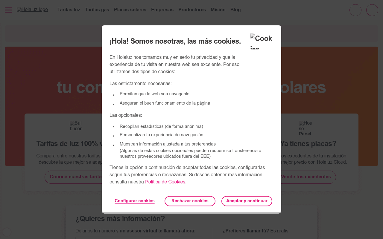 holaluz.com landing page screenshot