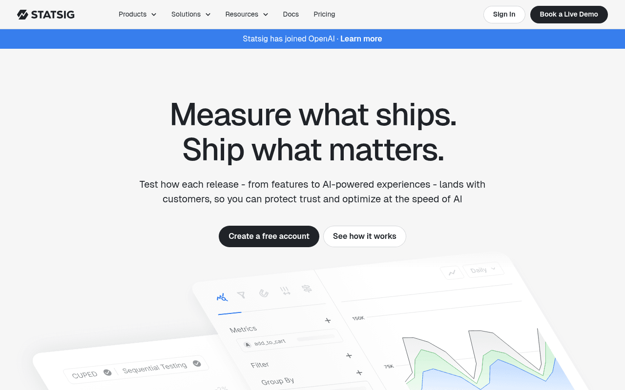 statsig.com landing page screenshot