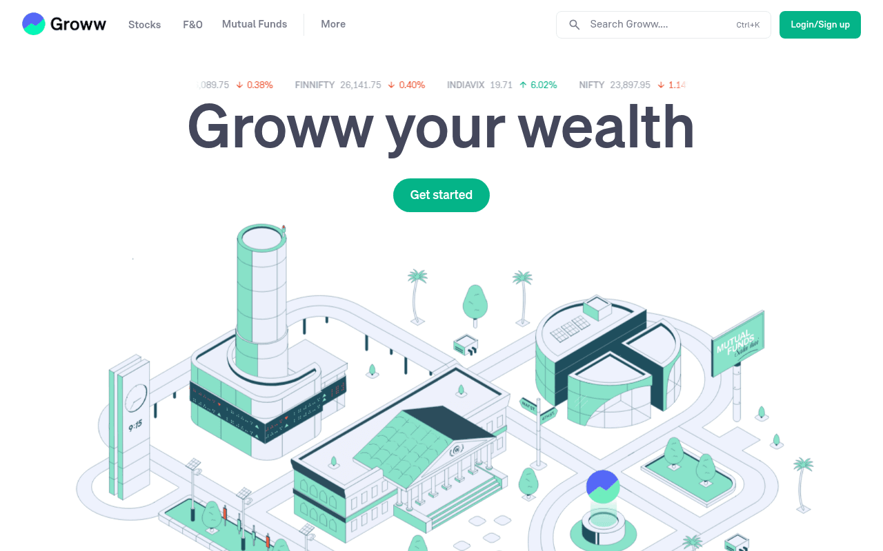 groww.in landing page screenshot